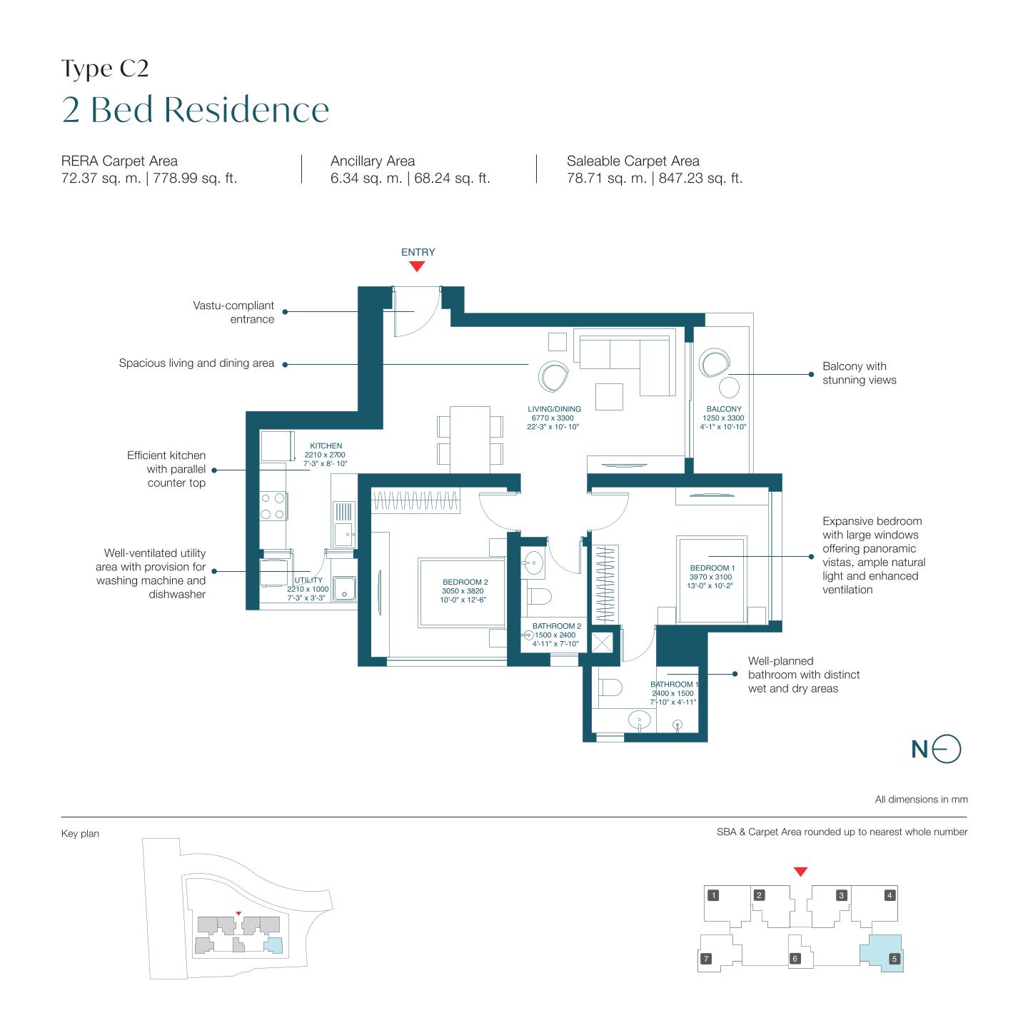 2 BHK Floor Plan